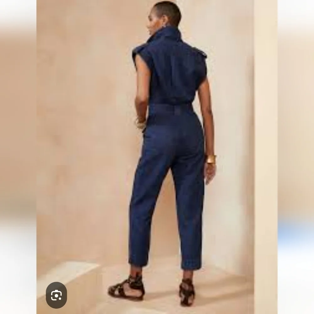 EUC BANANA REPUBLIC LINEN BLEND INDIGO UTILITY JUMPSUIT DARK INDIGO SZ XS